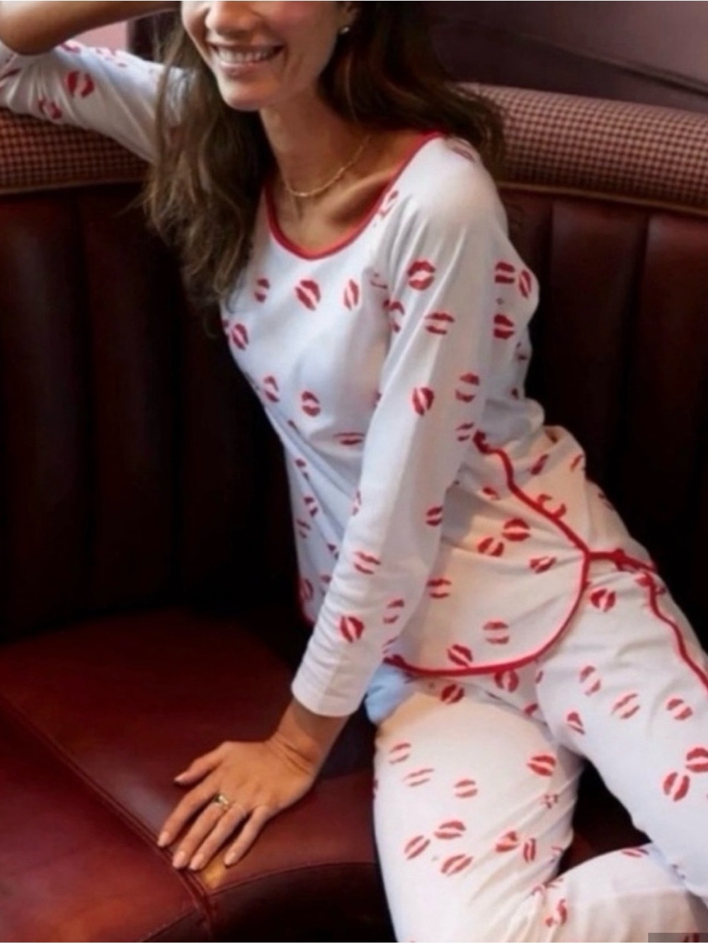 Kate Schelter X Lake lipstick kiss print pajamas